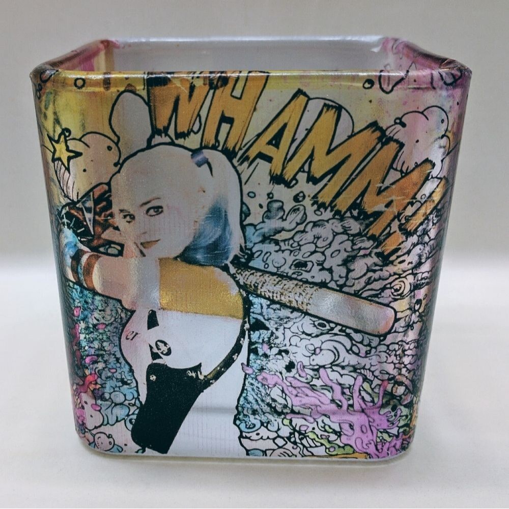 Handmade Harley Quinn Suicide Squad Glass Votive Vase